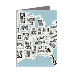 Black White Usa Map States Mini Greeting Card