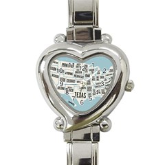 Black White Usa Map States Heart Italian Charm Watch