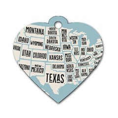 Black White Usa Map States Dog Tag Heart (one Side) by B30l