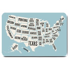 Black White Usa Map States Large Doormat by B30l