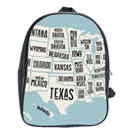 Black White Usa Map States School Bag (Large) Front