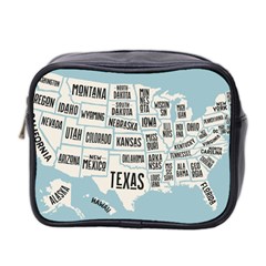 Black White Usa Map States Mini Toiletries Bag (two Sides) by B30l