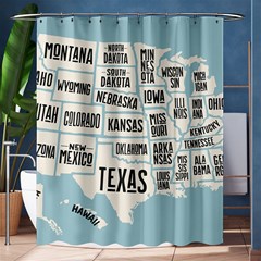 Black White Usa Map States Shower Curtain 60  X 72  (medium)  by B30l