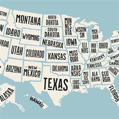 Black White Usa Map States Play Mat (rectangle) by B30l