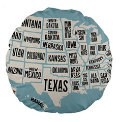 Black White Usa Map States Large 18  Premium Round Cushions by B30l