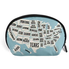 Black White Usa Map States Accessory Pouch (large)