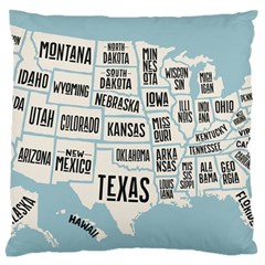 Black White Usa Map States Large Premium Plush Fleece Cushion Case (two Sides) by B30l