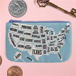 Black White Usa Map States Large Coin Purse Front