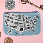 Black White Usa Map States Large Coin Purse Back