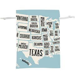 Black White Usa Map States Lightweight Drawstring Pouch (xl) by B30l