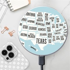 Black White Usa Map States Wireless Fast Charger(white) by B30l