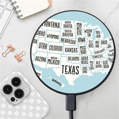 Black White Usa Map States Wireless Fast Charger(black) by B30l