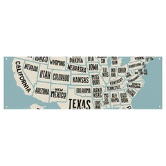 Black White Usa Map States Banner And Sign 12  X 4  by B30l