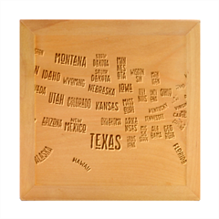 Black White Usa Map States Wood Photo Frame Cube by B30l