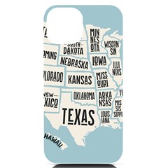 Black White Usa Map States Iphone 14 Black Uv Print Case by B30l