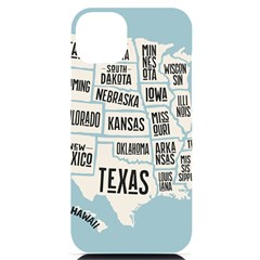 Black White Usa Map States Iphone 14 Plus Black Uv Print Case