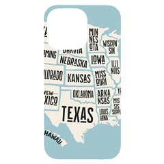 Black White Usa Map States Iphone 14 Pro Max Black Uv Print Case by B30l