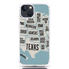 Black White Usa Map States Iphone 13 Tpu Uv Print Case by B30l