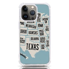 Black White Usa Map States Iphone 13 Pro Tpu Uv Print Case by B30l