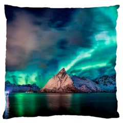 Amazing Aurora Borealis Colors Large Premium Plush Fleece Cushion Case (two Sides) by B30l