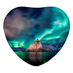 Amazing Aurora Borealis Colors Heart Glass Fridge Magnet (4 Pack)