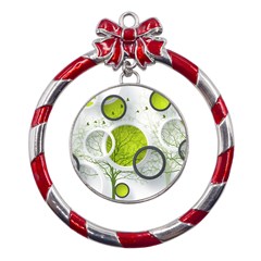 Circles Still Life Metal Red Ribbon Round Ornament by B30l