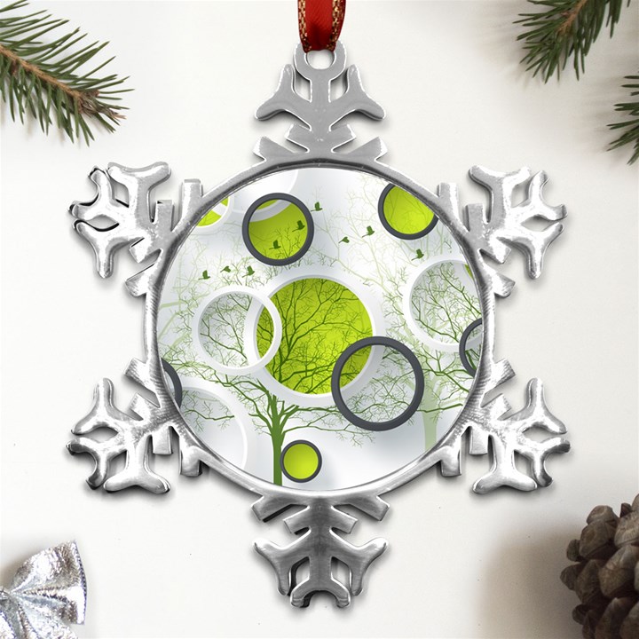 Circles Still Life Metal Small Snowflake Ornament