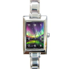 Aurora Borealis Polar Northern Lights Natural Phenomenon North Night Mountains Rectangle Italian Charm Watch by B30l