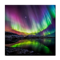 Aurora Borealis Polar Northern Lights Natural Phenomenon North Night Mountains Tile Coaster by B30l