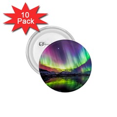 Aurora Borealis Polar Northern Lights Natural Phenomenon North Night Mountains 1 75  Buttons (10 Pack) by B30l