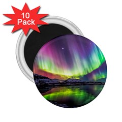 Aurora Borealis Polar Northern Lights Natural Phenomenon North Night Mountains 2 25  Magnets (10 Pack)  by B30l