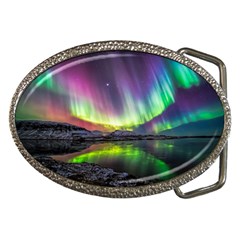 Aurora Borealis Polar Northern Lights Natural Phenomenon North Night Mountains Belt Buckles by B30l