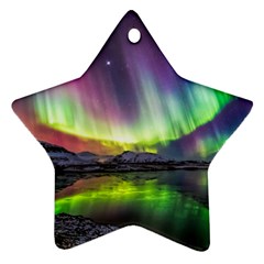 Aurora Borealis Polar Northern Lights Natural Phenomenon North Night Mountains Star Ornament (two Sides)