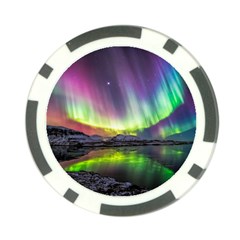 Aurora Borealis Polar Northern Lights Natural Phenomenon North Night Mountains Poker Chip Card Guard by B30l