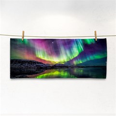 Aurora Borealis Polar Northern Lights Natural Phenomenon North Night Mountains Hand Towel by B30l