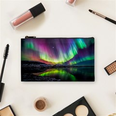 Aurora Borealis Polar Northern Lights Natural Phenomenon North Night Mountains Cosmetic Bag (small) by B30l