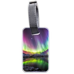 Aurora Borealis Polar Northern Lights Natural Phenomenon North Night Mountains Luggage Tag (two Sides) by B30l