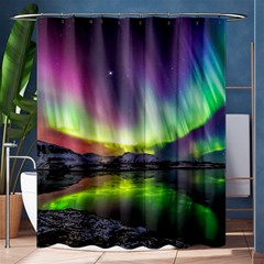 Aurora Borealis Polar Northern Lights Natural Phenomenon North Night Mountains Shower Curtain 60  X 72  (medium)  by B30l