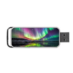 Aurora Borealis Polar Northern Lights Natural Phenomenon North Night Mountains Portable Usb Flash (one Side) by B30l