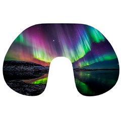 Aurora Borealis Polar Northern Lights Natural Phenomenon North Night Mountains Travel Neck Pillow by B30l