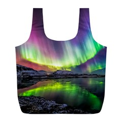 Aurora Borealis Polar Northern Lights Natural Phenomenon North Night Mountains Full Print Recycle Bag (l) by B30l