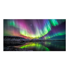 Aurora Borealis Polar Northern Lights Natural Phenomenon North Night Mountains Satin Shawl 45  X 80 