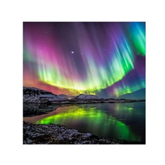 Aurora Borealis Polar Northern Lights Natural Phenomenon North Night Mountains Square Satin Scarf (30  X 30 ) by B30l