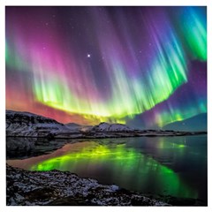 Aurora Borealis Polar Northern Lights Natural Phenomenon North Night Mountains Wooden Puzzle Square by B30l