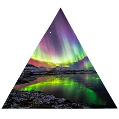 Aurora Borealis Polar Northern Lights Natural Phenomenon North Night Mountains Wooden Puzzle Triangle by B30l