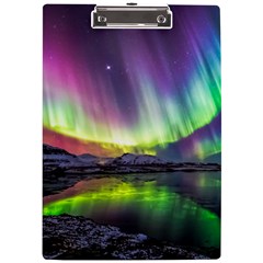 Aurora Borealis Polar Northern Lights Natural Phenomenon North Night Mountains A4 Acrylic Clipboard by B30l