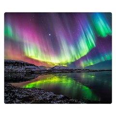 Aurora Borealis Polar Northern Lights Natural Phenomenon North Night Mountains Premium Plush Fleece Blanket (small) by B30l