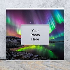 Aurora Borealis Polar Northern Lights Natural Phenomenon North Night Mountains White Wall Photo Frame 5  X 7  by B30l