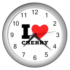 I Love Cherry Wall Clock (silver) by ilovewhateva