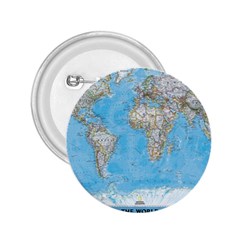 Blue White And Green World Map National Geographic 2 25  Buttons by B30l